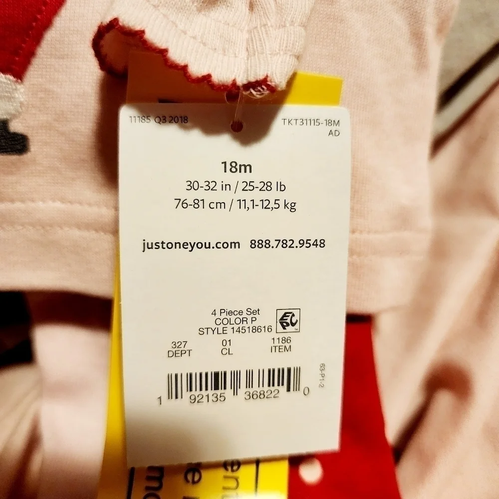 NWT Carter's Pink Red Christmas Holiday Santa Pajama 4 pc Set Baby Girl 18M New